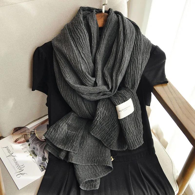 Tie-Dye Scarf Four Seasons Multi-Functional Travel Versatile Solid Color Literary And Artistic Style Japanese Shawl