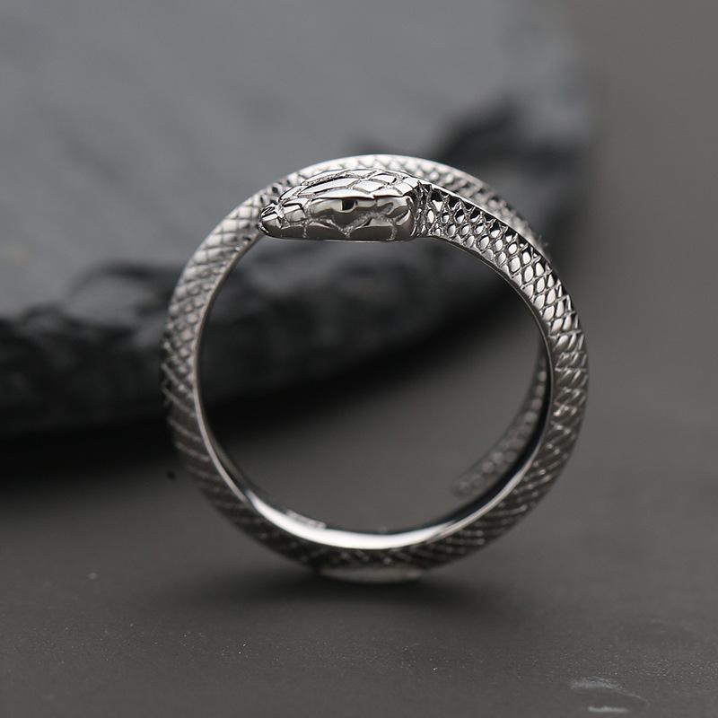 Buyee 925 Sterling Silver Snake Ring Finger for Men Women Unique Fashion Big Animal Fine Jewelry Circle