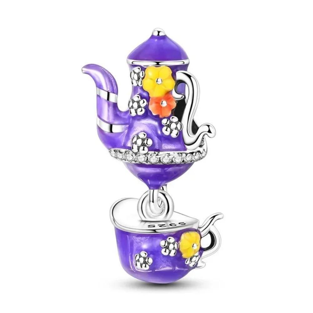 Pingentes de Xícara de Café em Prata de Lei 925 para Fazer Joias DIY Pulseira Colar Pingente Feminino Joia Fina Presente