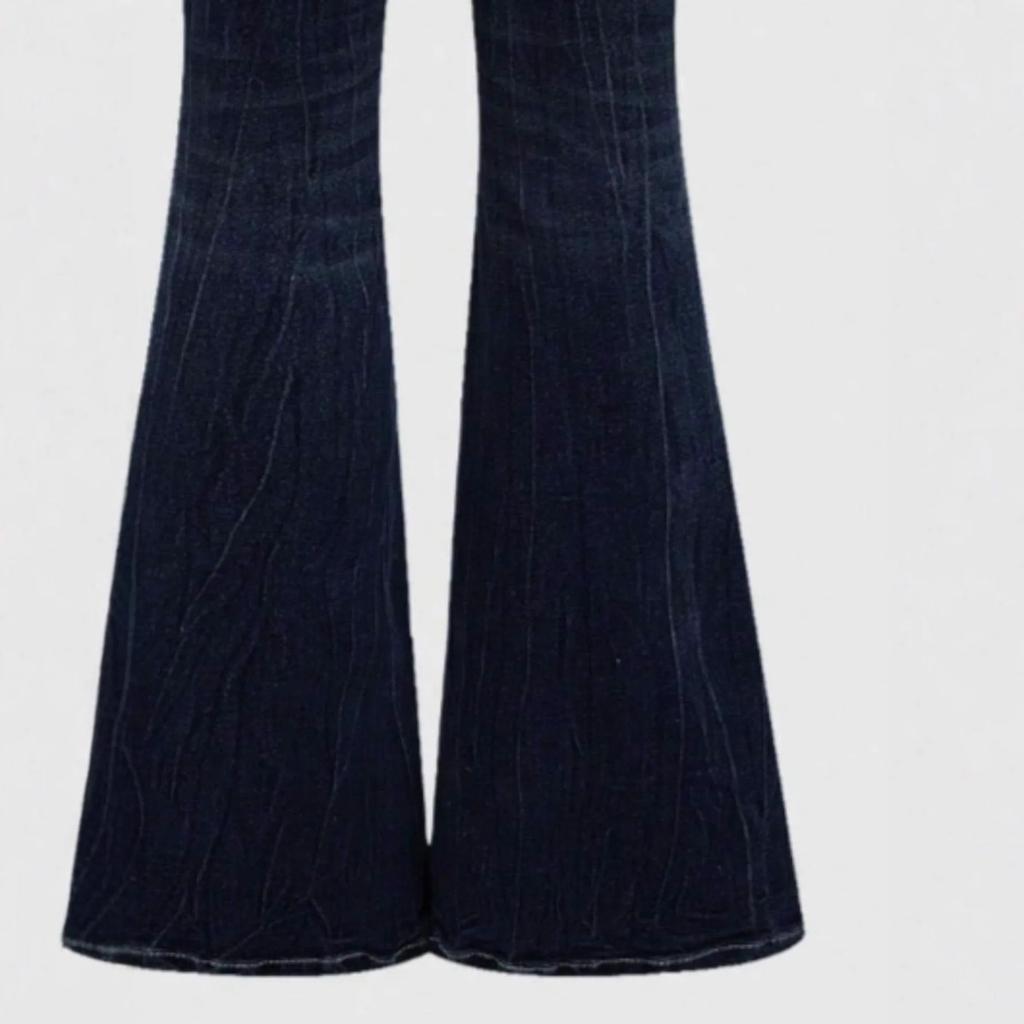 RogueWave Jeans Pantaloni a Zampa Donna Vintage Boot Cut Ricamo Tasche Strass Lavati Donna Jeans Strappati Pantaloni Streetwear