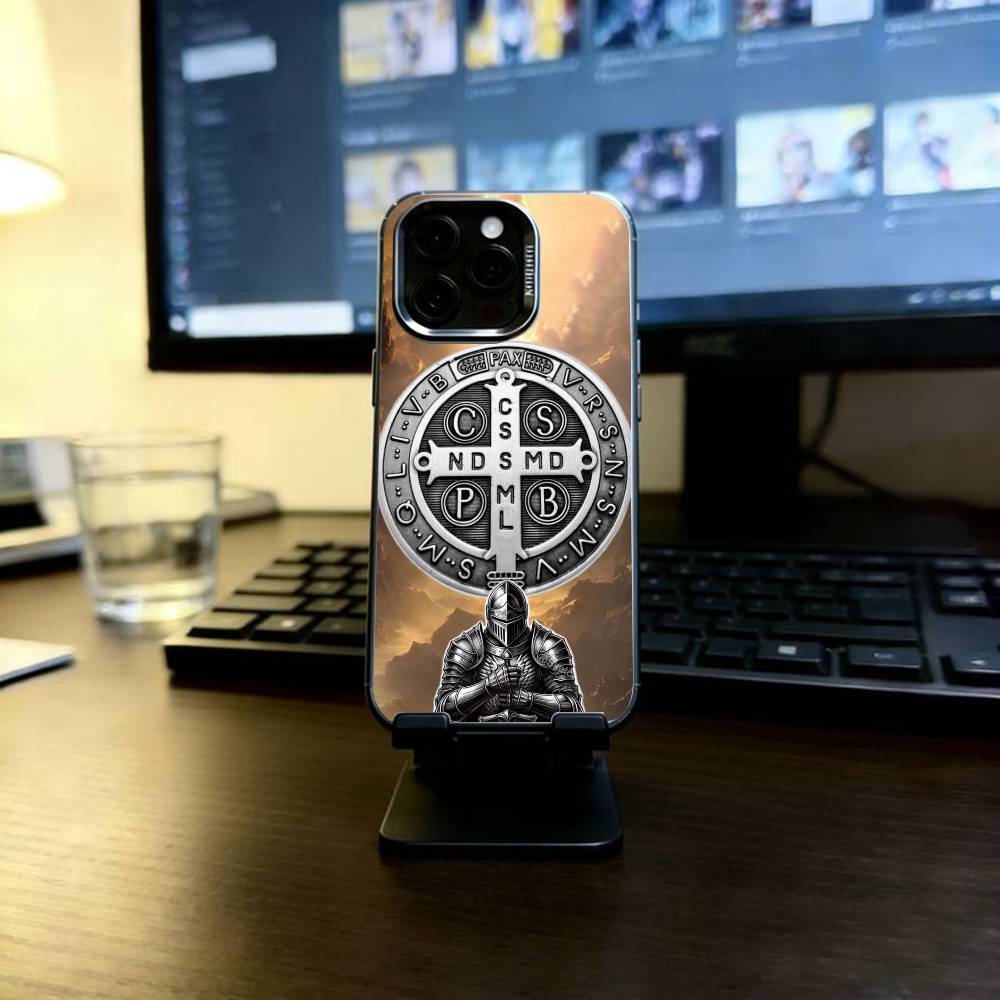 

Sao Bento Benedict of Nursia Phone Case For iPhone 17,16,15,14,13,12,11 Plus,Pro Max,XS,Colorful Silver Phone case Funda Cover iPhone14