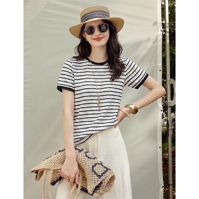 Women's Elegant Striped Short-Sleeve T-Shirt