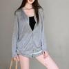 New ArriVals Open Run Women Daily Solid Color Sheer V Neck Loose Fit Cardigan