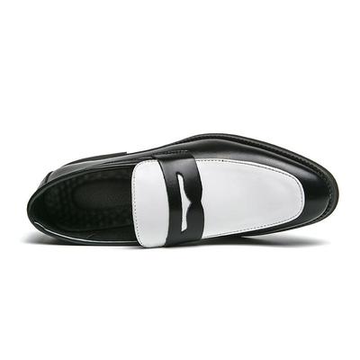 Italian Luxury Brand Loafers Men's Black and White Color Leather Shoes Slip-on Soft-soled Casual Shoes Wedding Moccasin