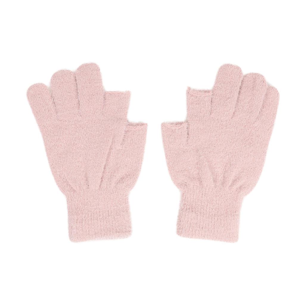 Winter Fingerless Gloves Mink Fur Knitted Gloves Sliding Screen Outdoors Cycling Solid Color Warmer Cold-proof Mittens for Men Women