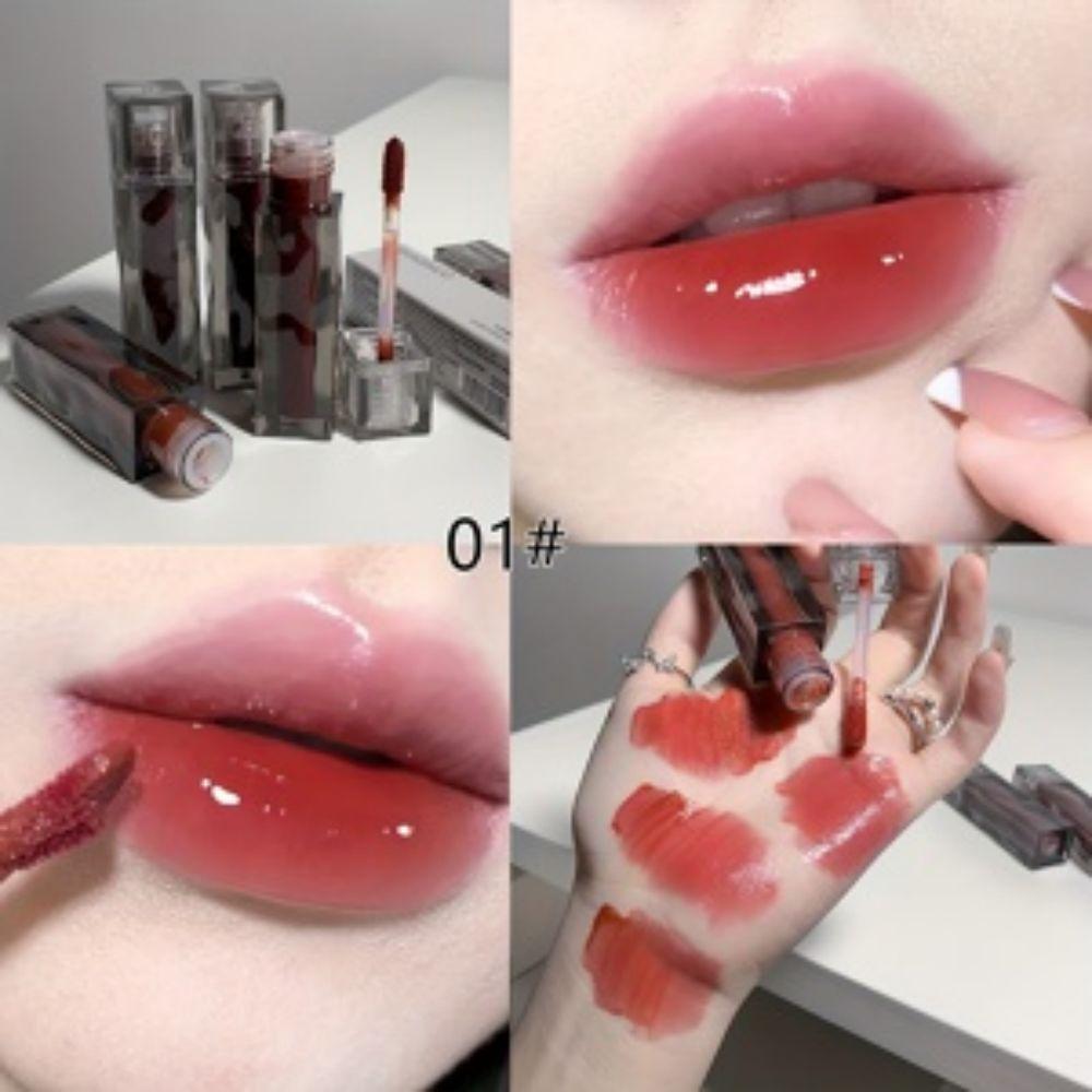 SHAQINUO Feuchtigkeitsspendender Lipgloss in schwarzer Tube, 6 Farben, feuchtigkeitsspendender Spiegel, Lippenglasur