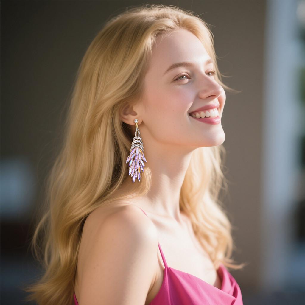 Elegant Alloy Long Tassel Earrings For Women With Geometric Design And Luxury Style For Fashion Accessories