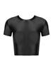 Womens Solid Color Short Sleeve Crop Top Sportswear Swimwear Top