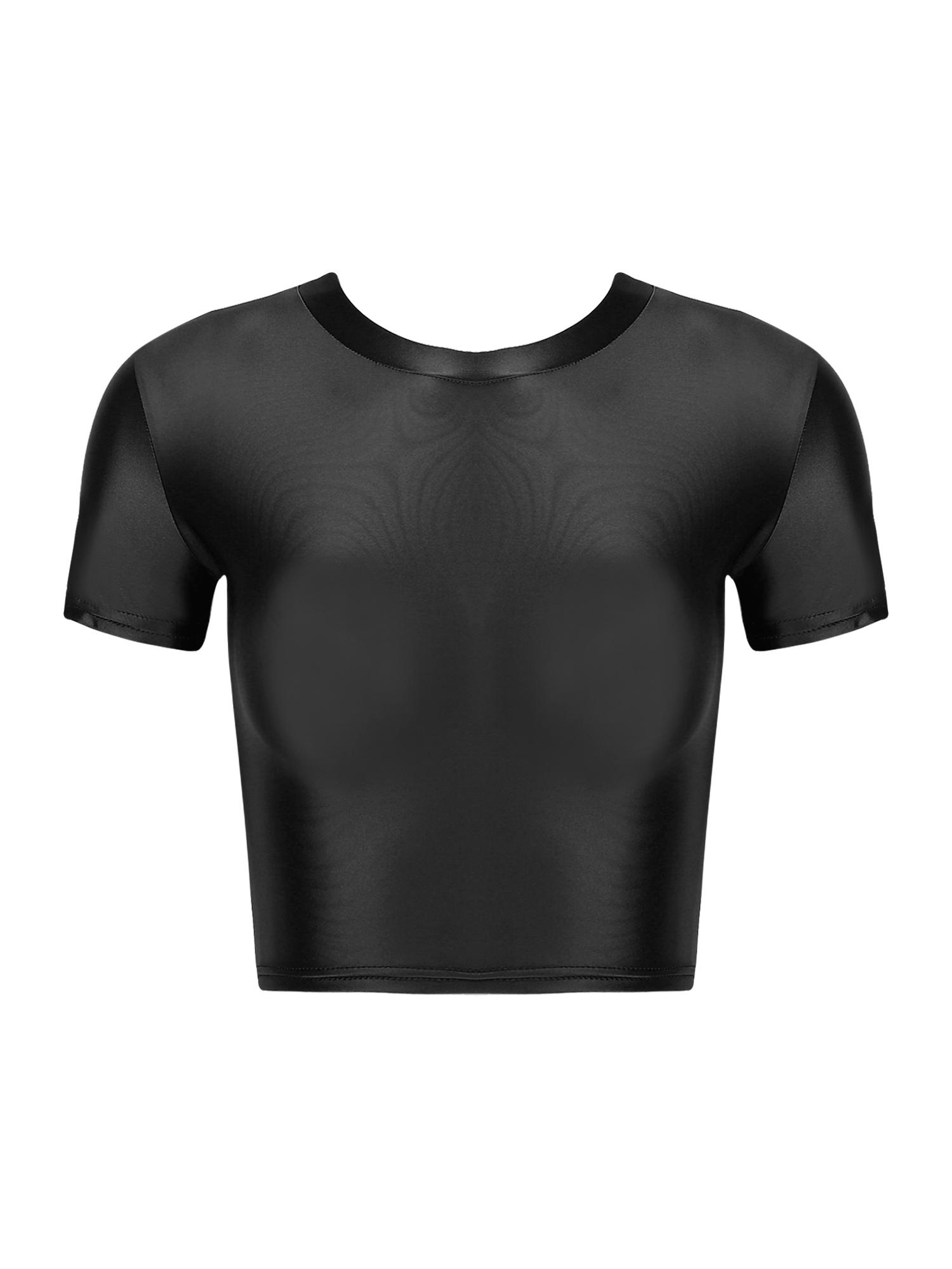 

Женский облегающий укороченный топ с коротким рукавом и круглым вырезом, эластичный спортивный топ M