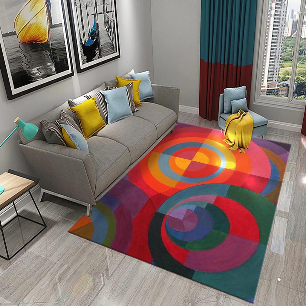 Colorful Lines Circle Geometry Texture Carpet for Bathroom Kitchen Entrance Doormats Anti-slip Rugs Bedroom Decor Floor Carpet