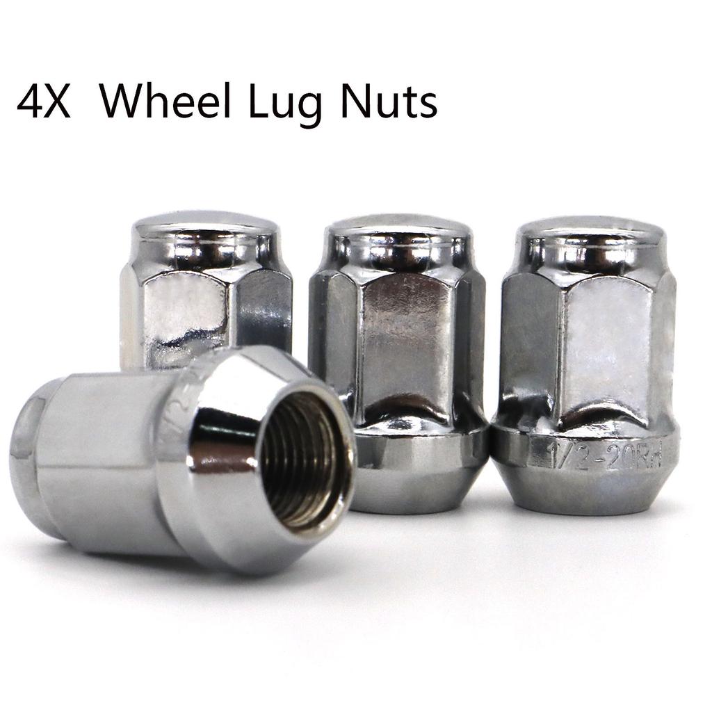 4x Car Chrome Steel Wheel Lug Nuts 1/2"-20 60 Degree Tapered 32mm For Jeep Grand Cherokee Wrangler Jaguar Saab Volvo Ford