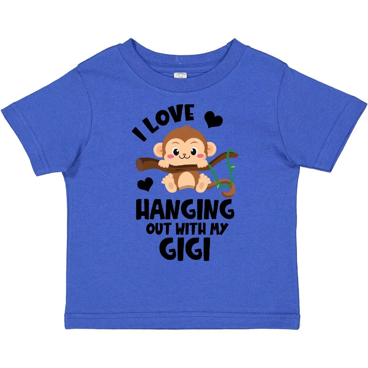 Inktastic Monkey I Love Hanging Out With My Gigi Toddler T-Shirt Grandma Sibling 110