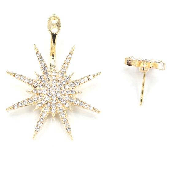 1 Pc Elegant Shiny Rhinestone Stud Earrings Dance Cocktail Ear Jacket Jewelry