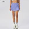New Pleated Leg Length Yoga Shorts Skirt Women's Fake Two Anti-light Tennis Sports Skirt S