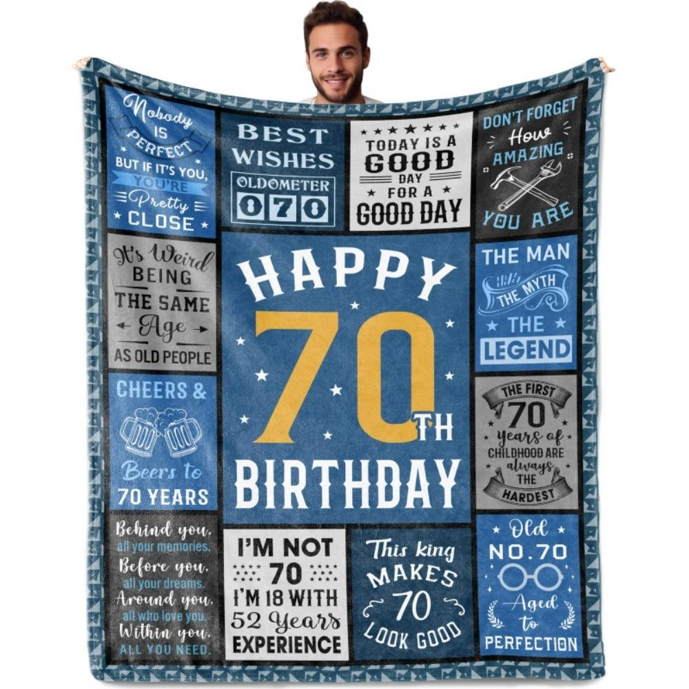 80. Geburtstag Geschenkdecke Druck Weiche und Bequeme Flanelldecke für Sofa Bett Wohnzimmer