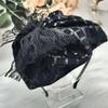 High Skull Hairhoop Lace Bowknot Sequined Hat Women Formal Event Hair Covering