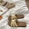 Advanced sense~ Great easy to wear one-word soft-soled fashionable outer wear versatile flat-bottomed beach slippers