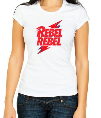 Rebel Rebel Cover di David Bowie B/N Maglietta da Donna a Manica Corta 3/4 Z106