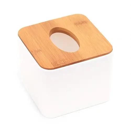Home Kitchen Round/Square Wooden Tissue Box Case Napkin Holder Home Organizer Office Table Accessories Napkin Tray