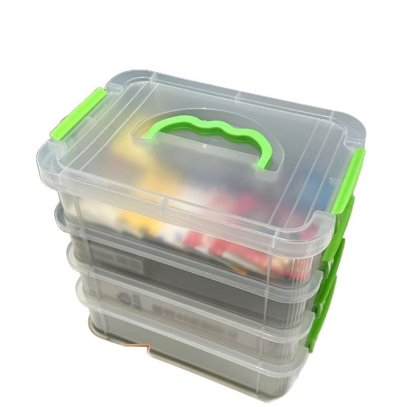 4-Schichtige Transparente Kunststoff-Aufbewahrungsbox Abdeckung Unterteilte Schubladen-Aufbewahrungsbox Baustein-Aufbewahrungsbox Tragbare Aufbewahrungsbox