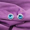Round Natural Swiss Blue Topaz 925 Sterling Silver Wife Gift Stud Post Earrings EE-147-5