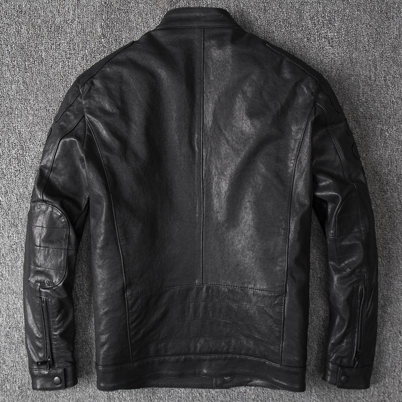 New PU Leather Jacket Men's Short Slim Car Leather Jacket
