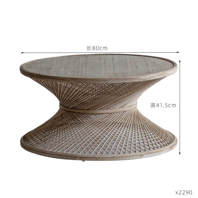 Retro Style Woven Small Round Table B&B Hotel Lobby Side Table Modern Simple Rattan Small Coffee Table Furniture Living Room