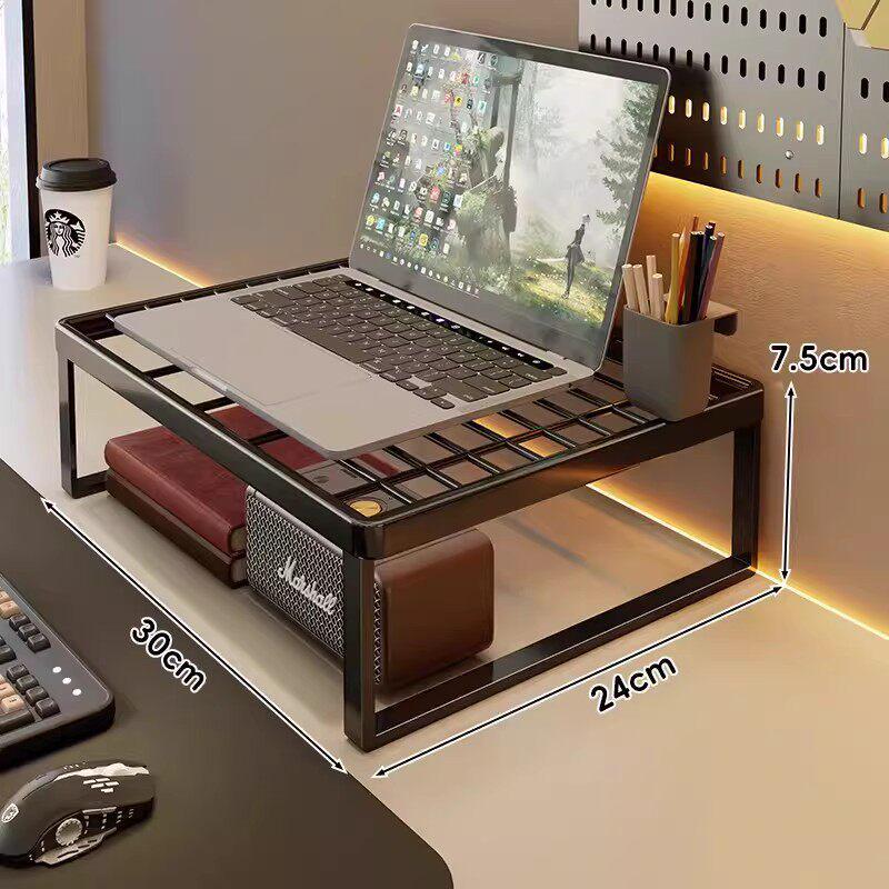 Metal Mesh Laptop Stand with Cooling Rack and Multi-layer Storage