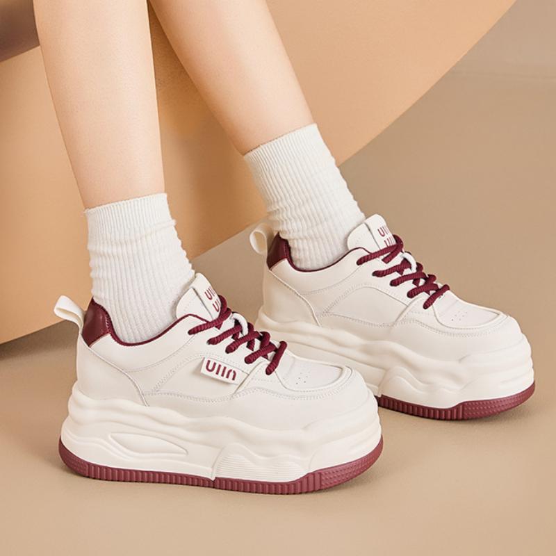 Women's Casual Shoes 7CM Thick Sole Height-enhancing White Shoes for Women, Versatile Small Sports Casual Shoes