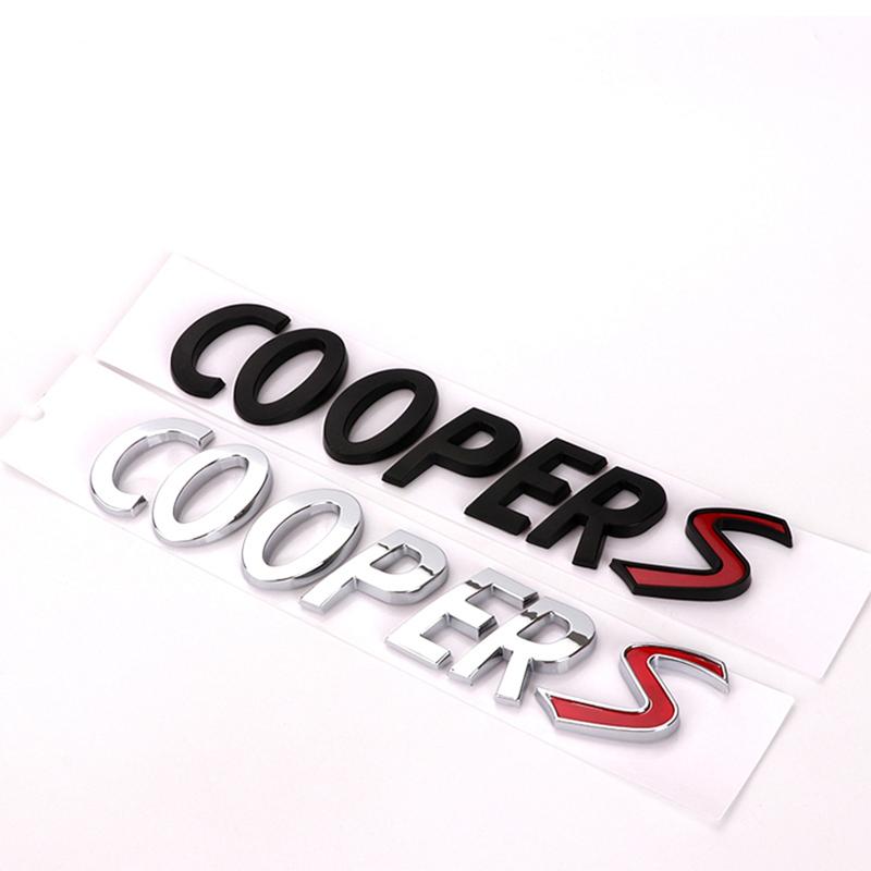 3D ABS Chrome Black  Cooper S Emblem Letters Car Rear Trunk Badge Self-adhesive Sticker Accessories