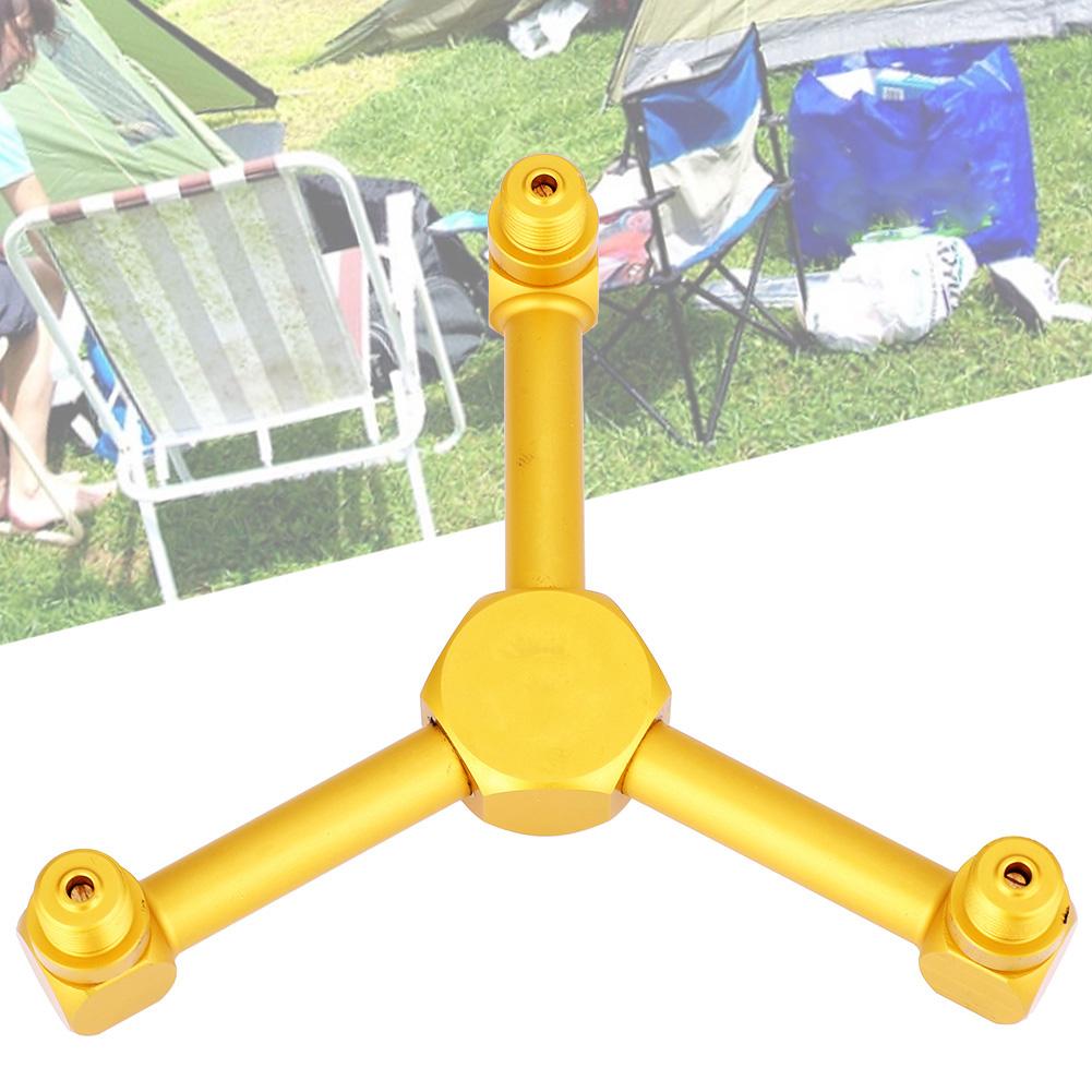 3 in 1 Aluminum Alloy Gas Lantern Splitter Outdoor Camping Stove Gas Cylinder Adapter (Gold)