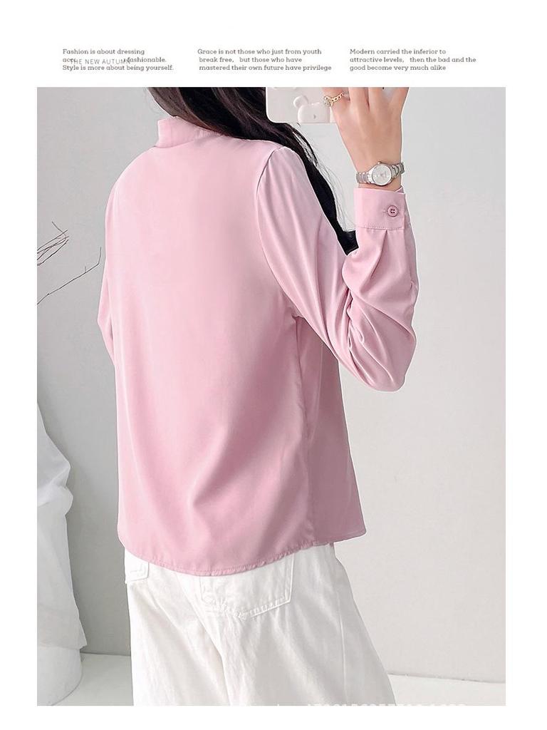 2025 Women's Korean Slimming Long Sleeve Shirt - Spring & Autumn Trendy Versatile Jacket-Style Top