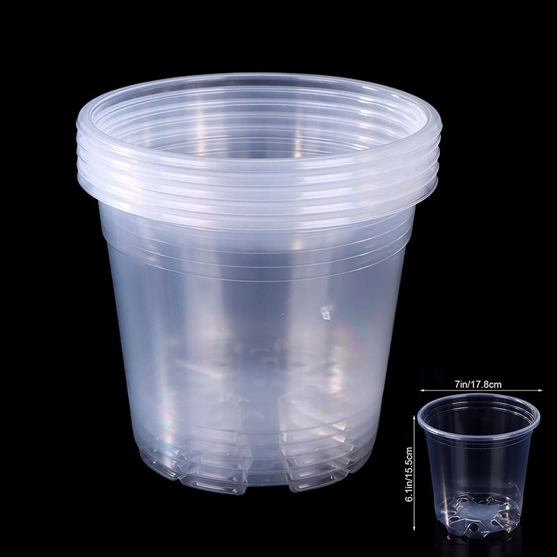 

5 шт. Прозрачный пластиковый цветочный горшок Дренажное отверстие Горшок Садоводство Рост корней Видимость Для всех растений Защита от повреждения водой