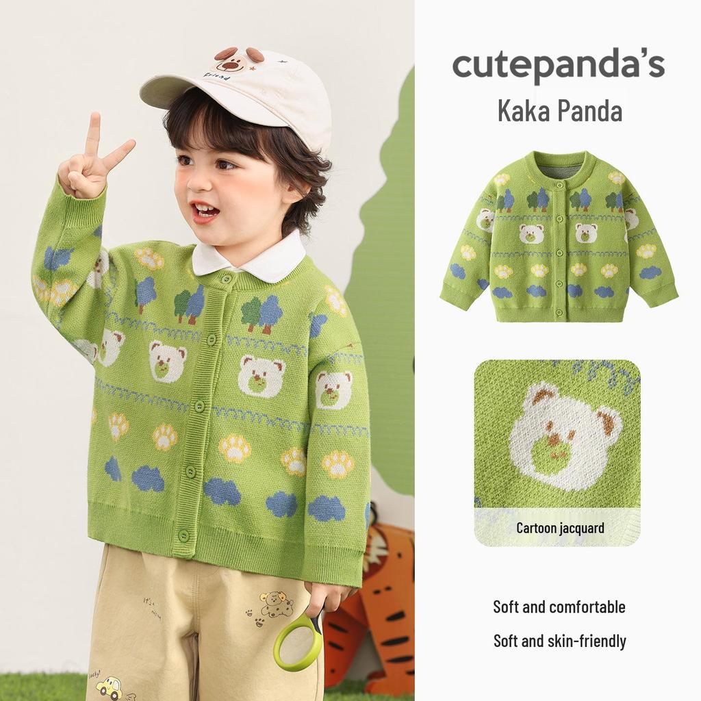 Kaka Panda Kids' Knit Cardigan - Spring Casual Top for Toddlers and Children