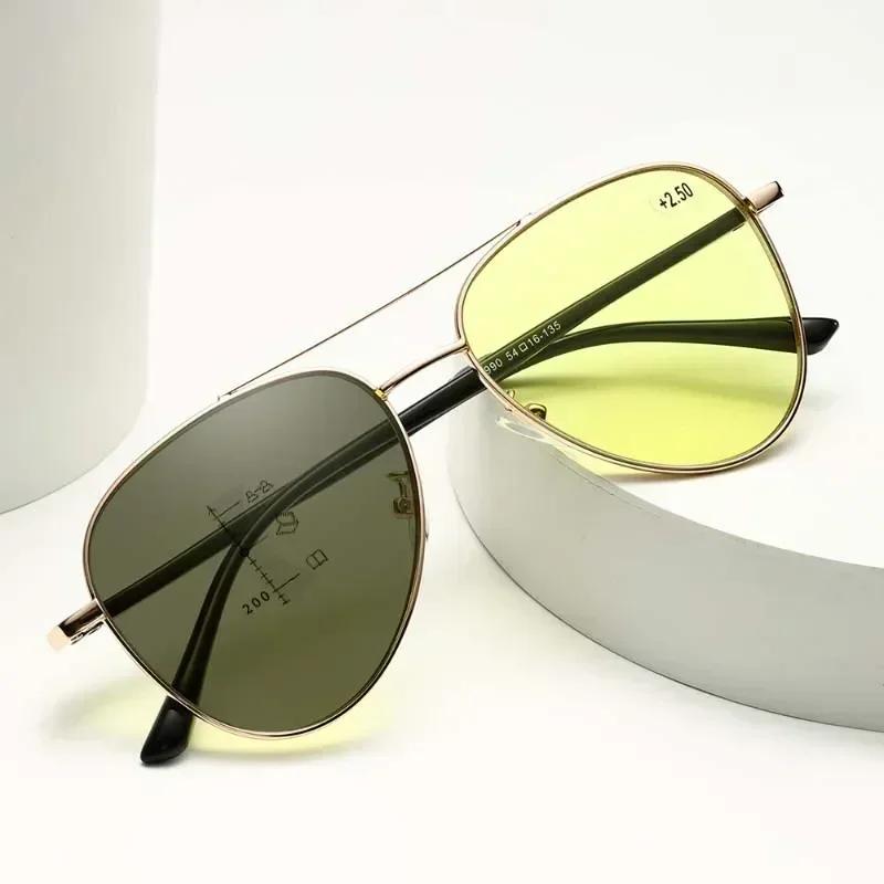 Progressive Multifocal Reading Glasses for Women Men Fashion Trend Color Changing Night Vision Eyewear Prescription Sunglasses