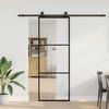 VidaXL Sliding Door Hardware Kit Black 76x205 Cm ESG Glass, Interior Door, Interior Barn Door, Door 3375921