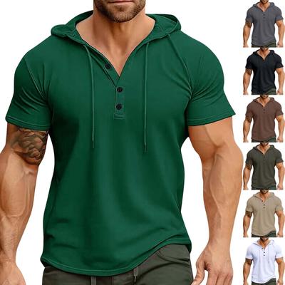 Men's Sports Fitness Men's Short Sleeve T-shirt Hoodie Top American Shirt