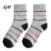Thickened Thermal Floor Socks Coral Fleece for Men, Striped Mid-calf Socks, Soft Cold Weather Comfort Fuzzy Crew Winter, Warm Home Breathable Velvet