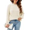 Women Casual Knitted Sweater Loose Pullover Half Turtleneck Long Sleeved Solid Color Fashion Top