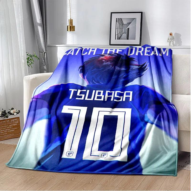 Anime Captain Tsubasa Soccer Cartoon Blanket,Soft Throw Blanket for Home Bedroom Bed Sofa Picnic Travel Office Cover Blanket Kid