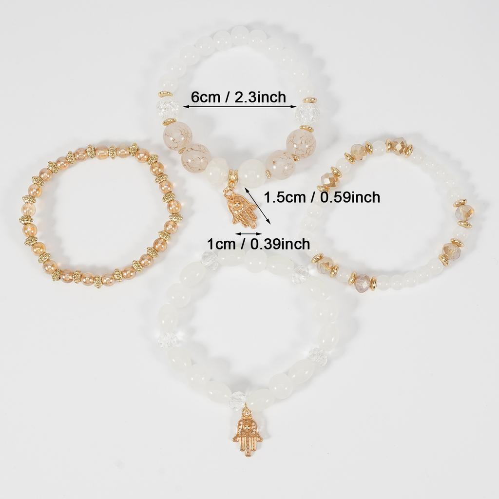 Bohemian Hand Pendant Bracelet Beaded Stretch Bangle Crystal Stone Jewelry