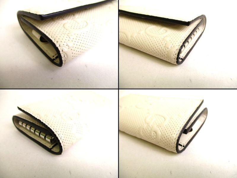 Äkta GUCCI GG-präglad Vit Läder 6 Fack Nyckelhållare #9364 Säljaren renoverad