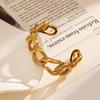 18k Gold Plated Titanium Steel Women's Woven Pattern Bracelet with Buckle