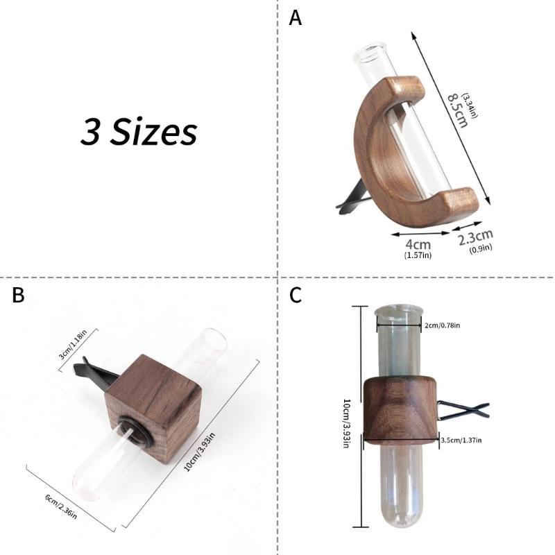Natural Wood Car Vent Mounted Decorative Plant Holders Propagation Vase Holders Auto Interior Decors for Plant Flowers