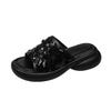 Soft Sole Boost Platform Slippers Summer Fashion Outer Wear Round Toe Open Toe Sequin Platform Slip Sandals