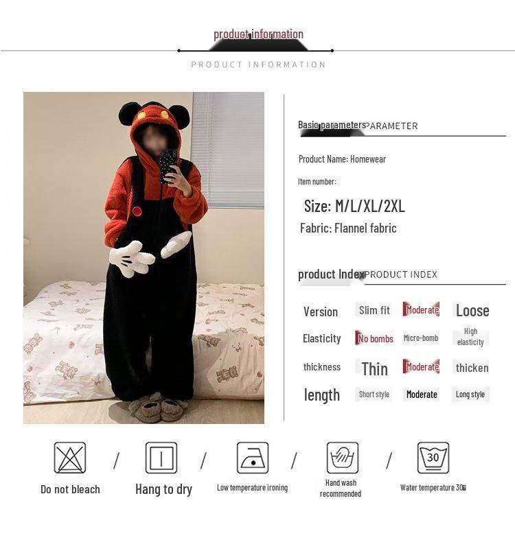 Women's Winter Cartoon Fleece Hooded Onesie Pajamas with Zipper - Cute 2025 Bathrobe