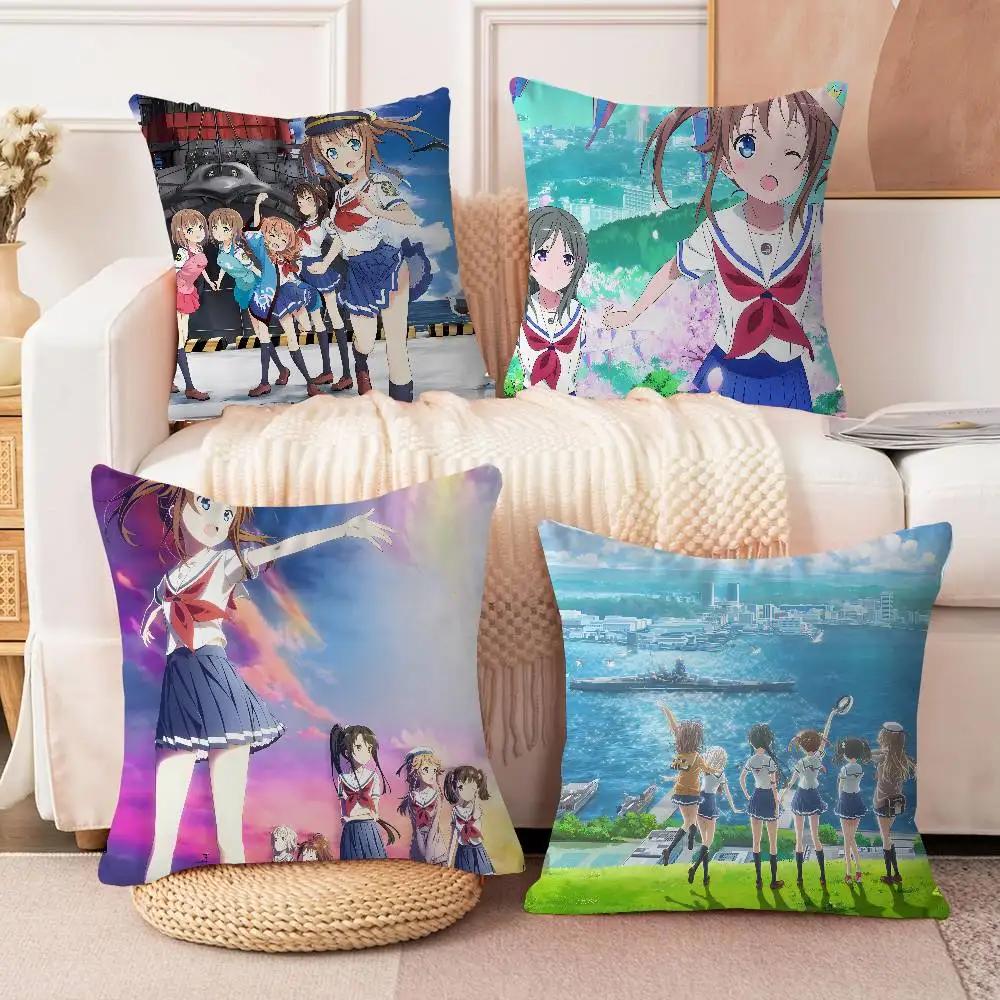 Anime H-High School Fleet Cushion Cover Decorative Pillow Sofa Home Decor Case Pillow Cases