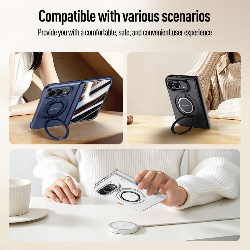 For iphone Duo 5G Case Hand Strap For Magsafe Magnetic Ring Holder Cover For iphoneDuo With Screen Glass Hinge Protection Cover
