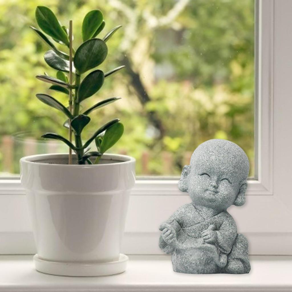 Urocza Statuetka Buddy Mnicha Prezent Rzeźby Żywica Statuetka Buddy Małego Mnicha Figurka Mnicha do Ogrodu Joga Biurko Dekoracja Zewnętrzna