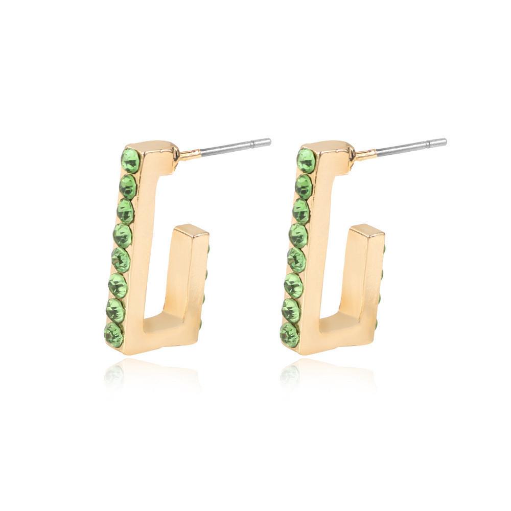 Multicolor Trendy Rhinestone Ushape Earrings Creative Alloy Studs Women For